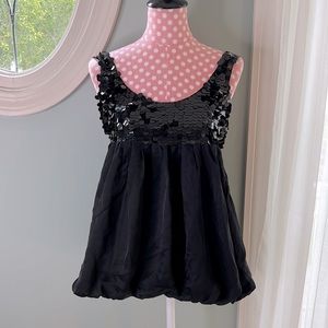 Bebe Sequin & Silk Evening Top Size L